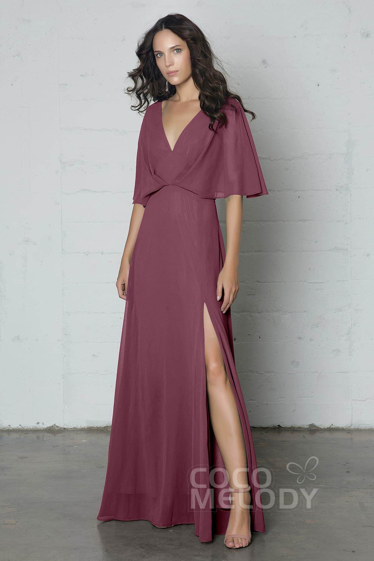Sheath-Column Floor Length Chiffon Dress PR17024 - COCOMELODY
